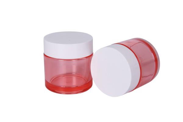 OD 51mm PET rouge transparente ronde 50g Crème cosmétique Bouteilles Crème pour le visage et le corps