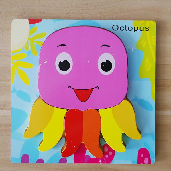 Образование деревянных детей головоломки 3D мультфильма животных предыдущее когнитивное