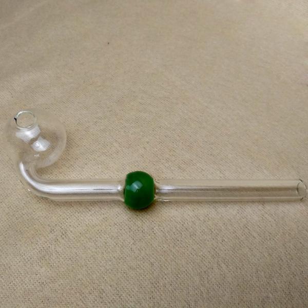 Curved Glass Smoking Pipe With Blue Green Amber Pink Colors Balancer
