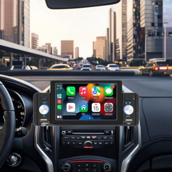 Creatall 5-Inch Car MP5 Player for Bluetooth Reversing Camera Wired/Wireless CarPlay Supports WAV MP3 APE Audio Formats USB