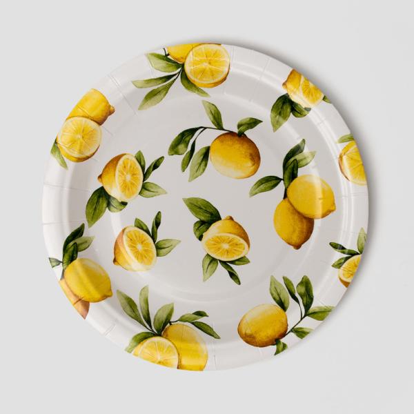 Eco Friendly Biodegradable Paper Plates Compostable Lemon Birthday Party Supplies