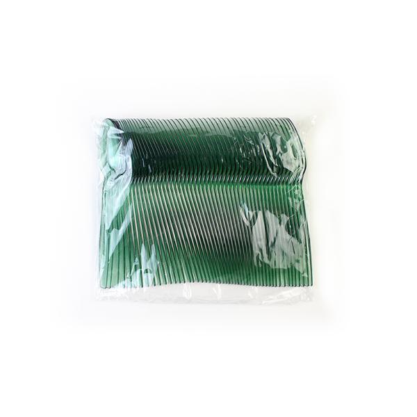 100pcs/box Heavy Duty Disposable Forks Clear Green Plastic Silverware for Production