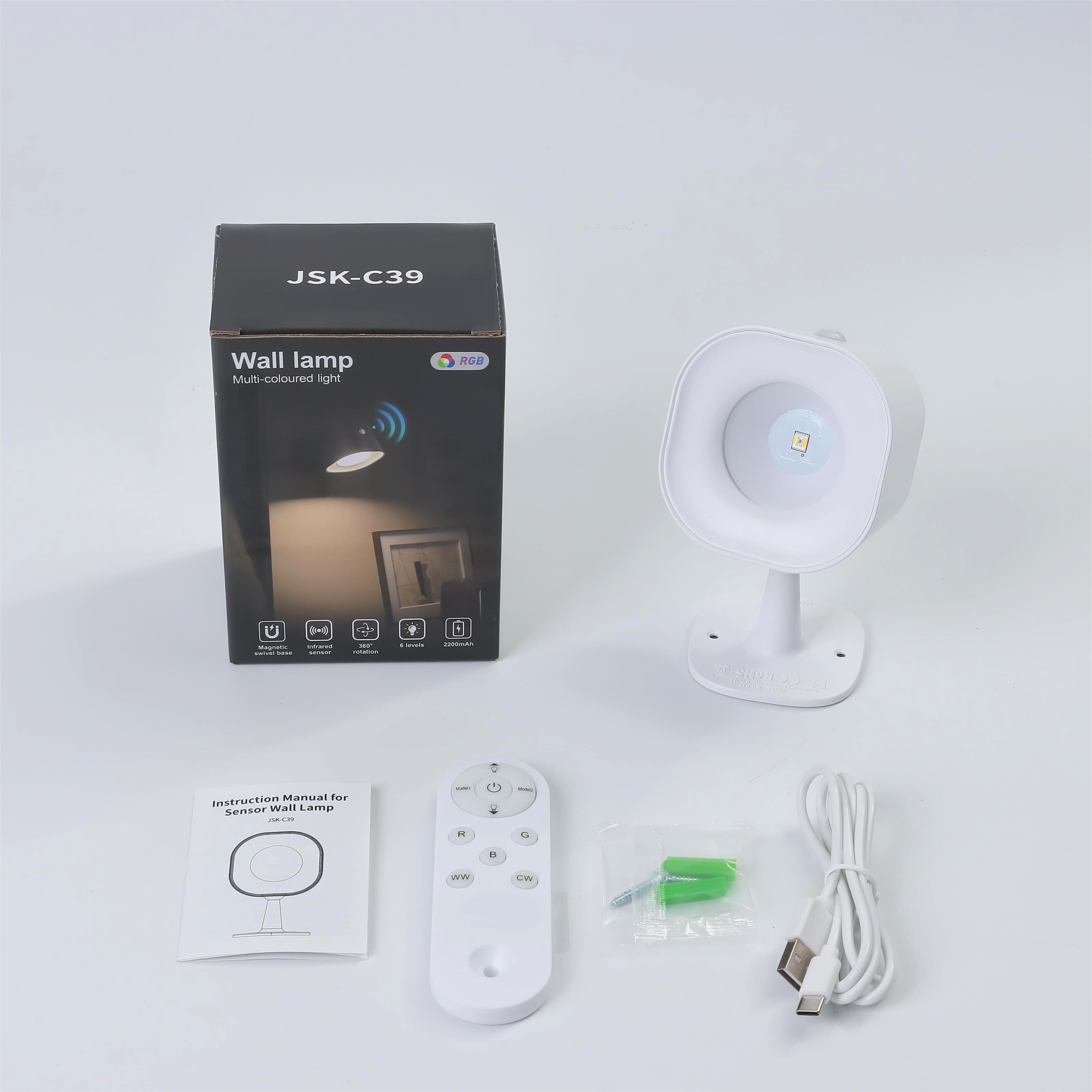 81 71 128mm Portable RGB Sensor LED Wall Light Remote Control Multi Effects Indoor Christmas Party Black White