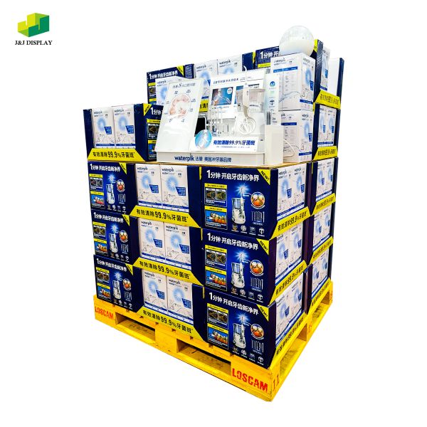 Corrugated Paperboard Retail Floor Display Stand Foldable Waterproof For Advertising