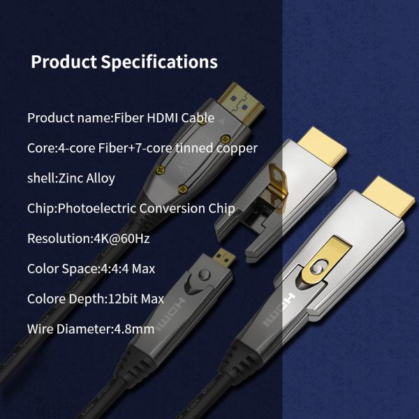 Slim Uhd 4K 60Hz 18Gbps Optical HDMI Cable Am To Am 3D HDMI  Active Optical Cable