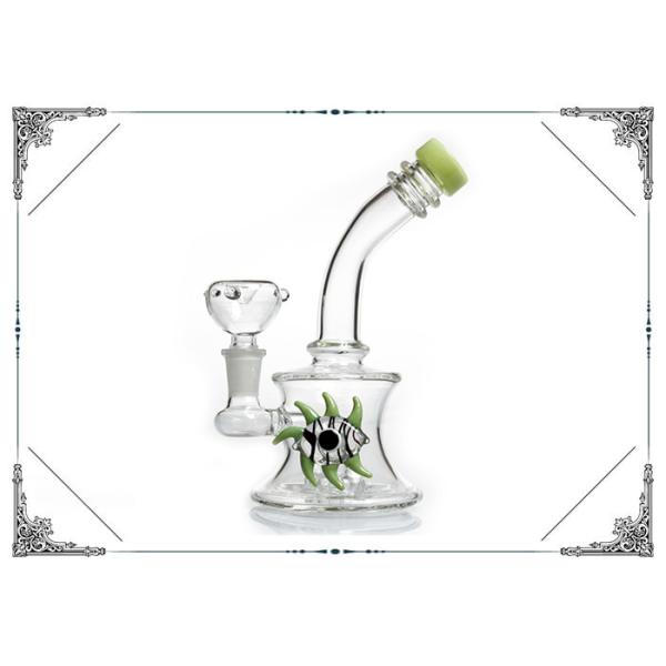 Green Eye Glass Water Pipe Mini Size , Showerhead Perc Recycling Hookah Tube