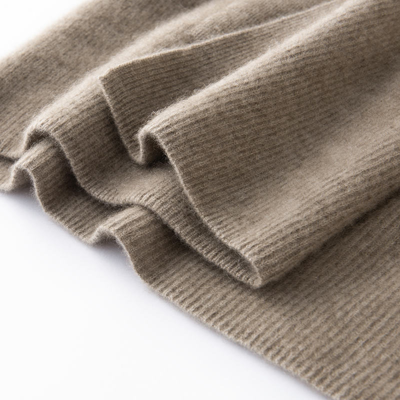 Breathable Anti-shrink 12 GG Cashmere Cardigan Women's Coat with V-neck Rib Knit Design
