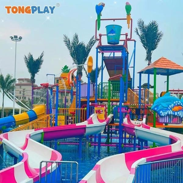 Entertainment Fiberglass Playground Slide Splash Water Playground OEM