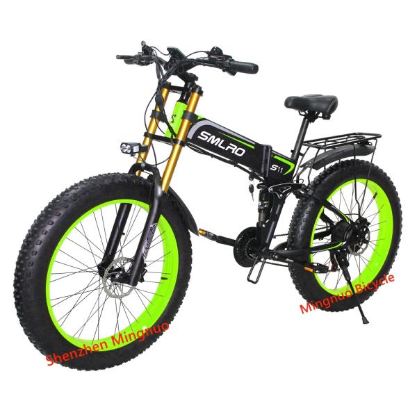 1KW Fat Tyre Folding Bike , 48V foldable electric cycle WIth Hidden Battery