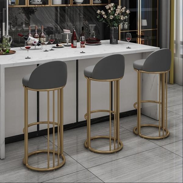 Modern High Gold Outdoor Italian Colorful Metal Frame Iron Bar Stools for Restaurants