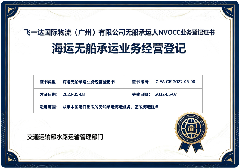 Friday International Logistics (Guangzhou) Co., Ltd. Certifications