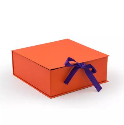 Birthday Christmas Printing Rigid Gift Box Cardboard With Silk Ribbon Closure