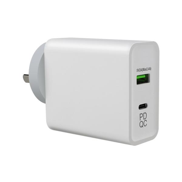45W GaN PD Fast Charger EU Plug with 1 USB-C and 1 USB-A Port