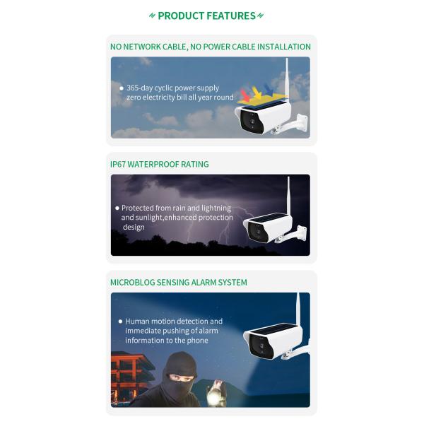 La vision nocturne sans fil futée Hd imperméabilisent la caméra solaire de télévision en circuit fermé de Wifi