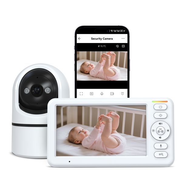 2025 Tuya App New Products 5000mAh Battery 5inch 720p 1080p Video Baby Monitor 2.4G Wireless Baby Phone Baby Monitor with Camera
