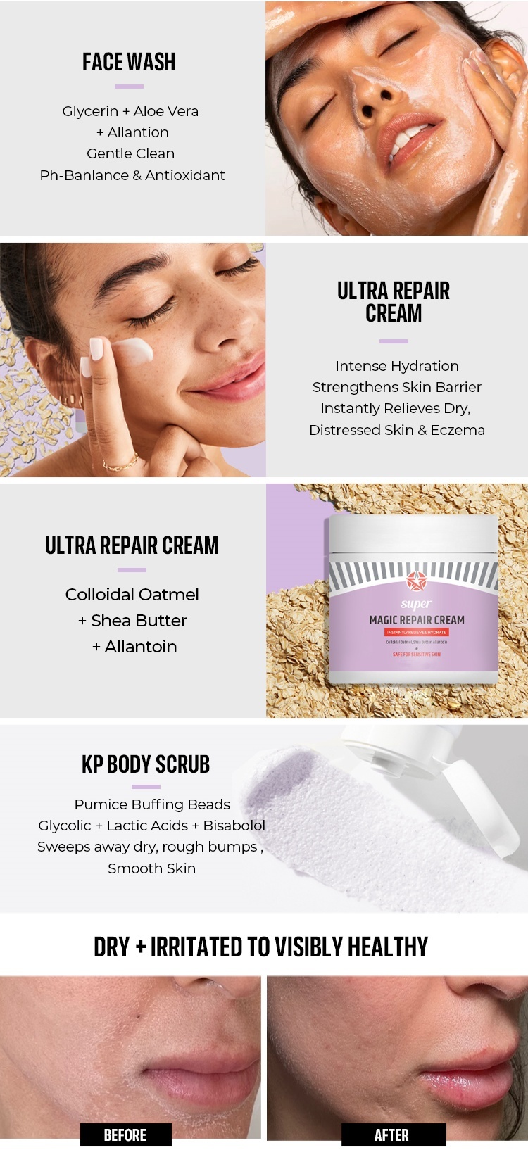 OEM ODM brand organic body and face moisturizing skin care vitamin B5 glycerine aloe shea butter oatmeal repair face cream