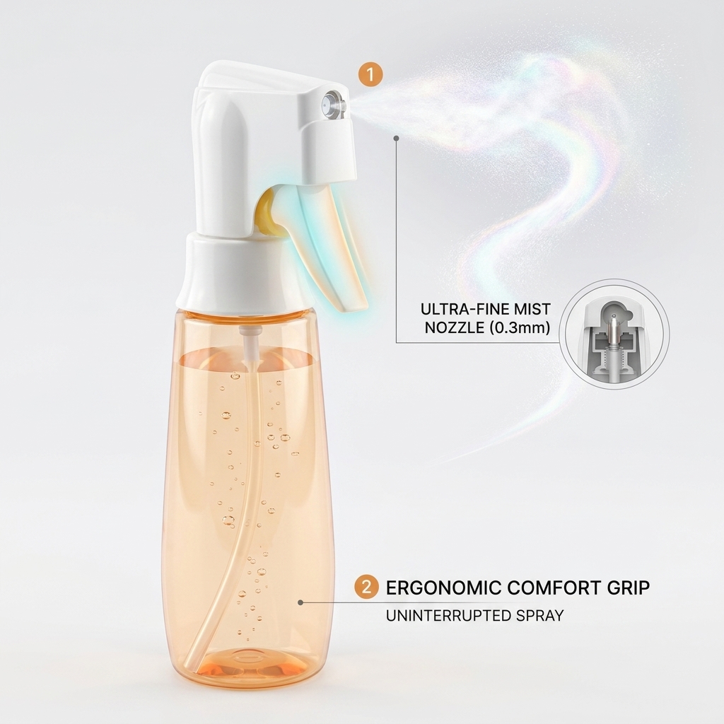 150ml Travel Size Continuous Spray Bottle Fine Mist Empty PET Plastic Refillable Cosmetic Packaging