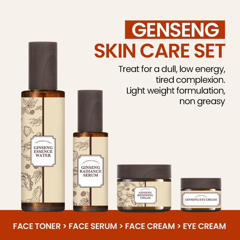 OEM ODM Korean brand ginseng root extract skin care product set anti-aging moisturizing toner natural facial essence facial care face cream