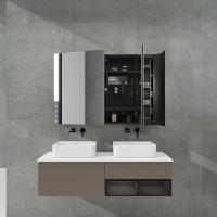 LED Medicine Cabinet with Touch Control  Hair Dryer Holder & Scented Mood Light for Modern Bathroom Organization