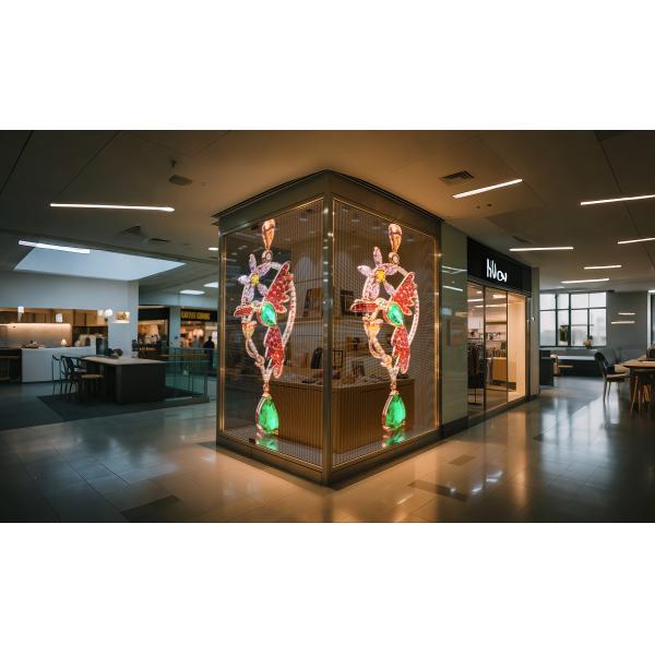 P6.25 Pixel Pitch Flexible LED Transparent Film Screen with 90% Transparency and IP67 Protection for Modern Shopping Centers
