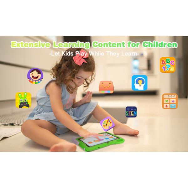 C idea Kids Student Study Tablet 7 Inches Cute Long Battery Life 32GB Storage 2MP + 5MP Dual Cameras CM90 Green