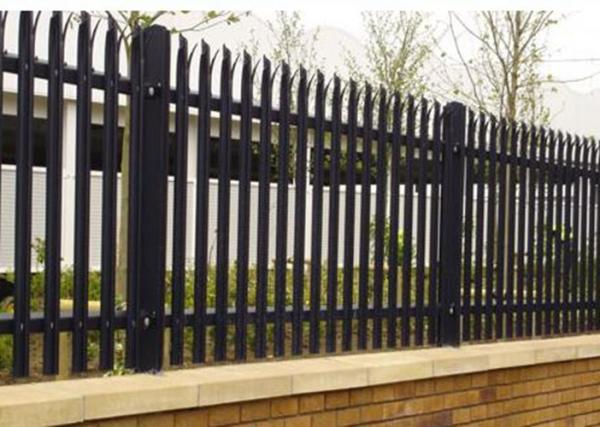 Powder Coated Metal Palisade Fencing Gate Europe Type With 2-3.0mm Thickness Pale