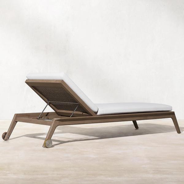 Sun Resistant Swimming Pool Beach Hotel  Teak Lounge Chair With Wheel Adjustable Backrest