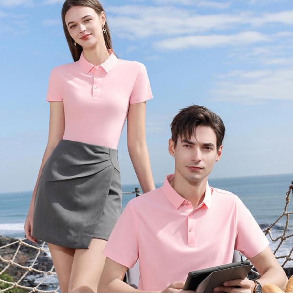 Camisas de polo de fibra fresca para homens e meninos com manga curta simples