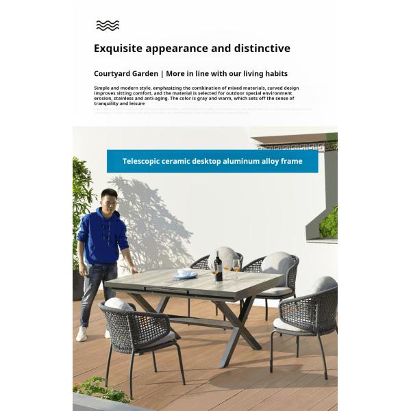 Outdoor Furniture Luxury PE Woven Wicker Chairs And Table Set For Garden Patio Dining