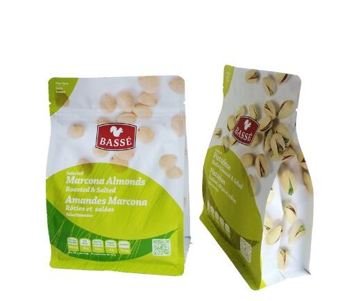 Printed Block Bottom Stand Up Food Grade Package Aliuminum Foil Laminated Dry Fruit Plastic Packaging Bags