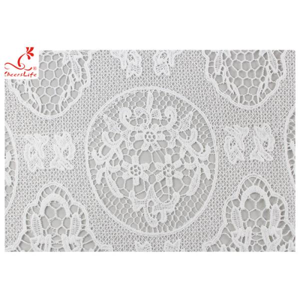 Вышитая гипюром флористическая ткань шнурка с химическим поли шелком молока удобным