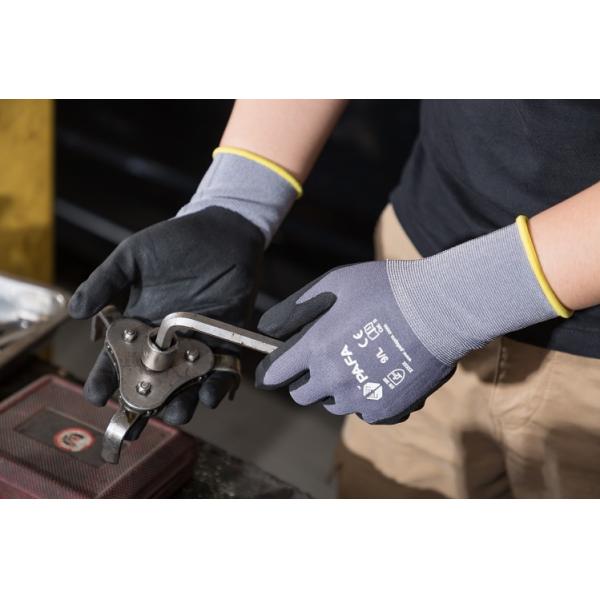 Grey Seamless Bamboo Fiber Sandy Nitrile Gloves