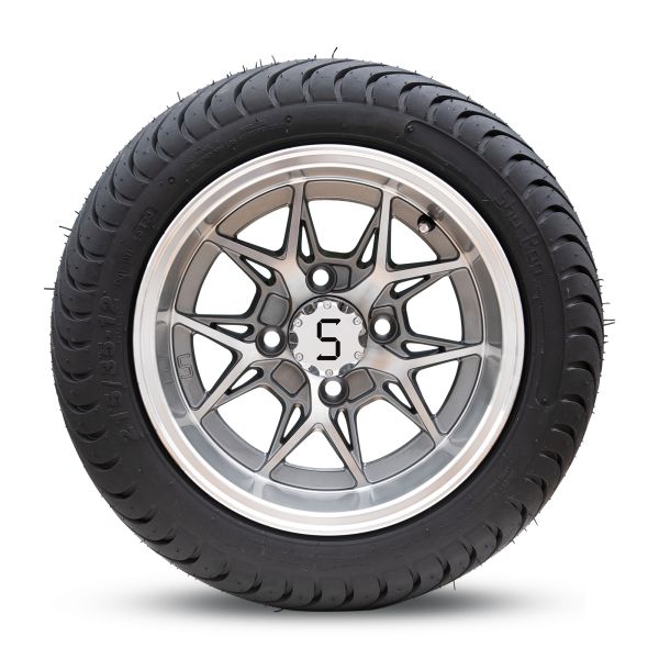12 Inch Golf Cart Wheels And Tires Assemblies With S Center Caps And Chrome Lug Nuts Suitable For Club Car Ezgo Yamaha Golf Carts
