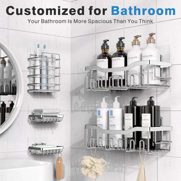 Large Capacity Rustproof Stainless Steel Shower Caddy for Bathroom Organization