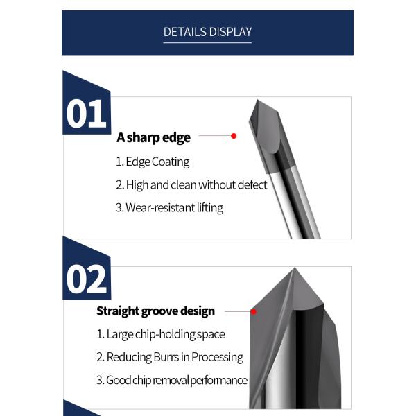 Шамферная конечная мельница 90° 2-12мм 2 флейта Шамферная резалка маршрутизатор Бит Алюминий/медь/металл