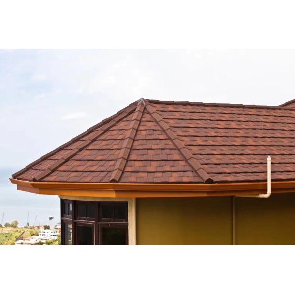 Stone Chip Coated Steel Roof Tile / colour Stone-coated Metal Roofing Tile Sheet