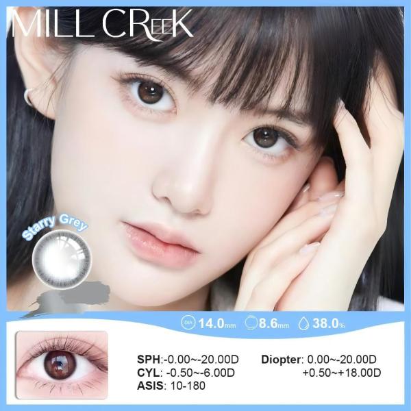 Lentes de contacto de color dorico gris brillante de 14,0 mm de diámetro con un contenido de agua del 38%