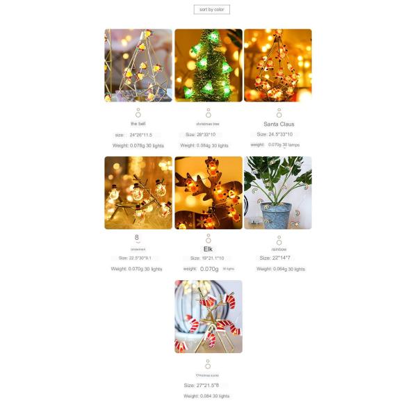 Santa Claus Scepter Snowflakes Elk Socks LED String Lights for Fairy Christmas Decoration