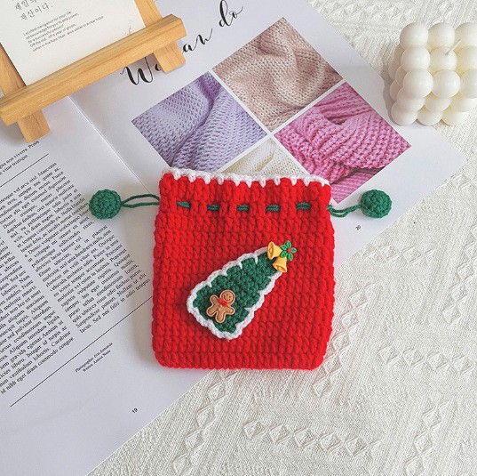Handmade Crochet Pocket Bag Bundle Santa Claus Change Bags Coin Purse Christmas Gifts