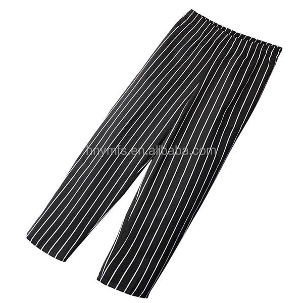 garment factory supply super quality Restaurant Striped Baker Kitchen Cooking  Uniforms stripe unisex chef uniform pants