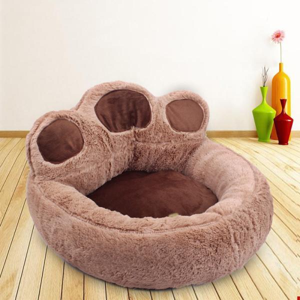Plush Warm Soft Plush Bear Paw Shape Pink Grey Coffee Pet Bed Cushion Sofa