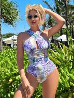 Full Length Ladies One Piece Swimsuit with High Elasticity in Solid Pattern