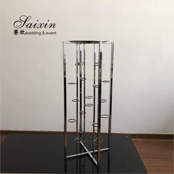 Горячая продажа Металлический подставник для свечей Серебряный цветочный подставник для свадебных украшений Высокий металлический подставник для свечей