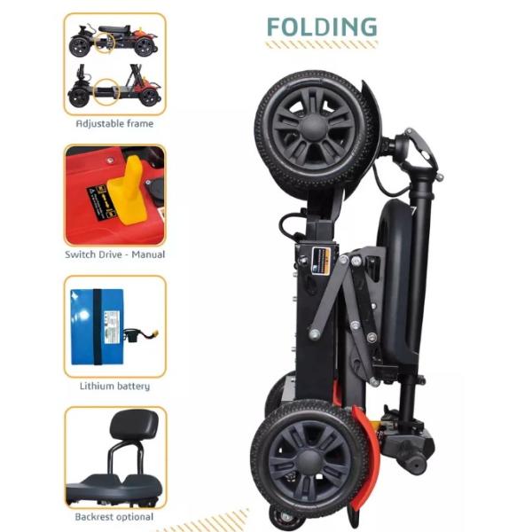 24v Mobility Walking Aids 12ah 4 Wheel Mobility Scooter For Elderly