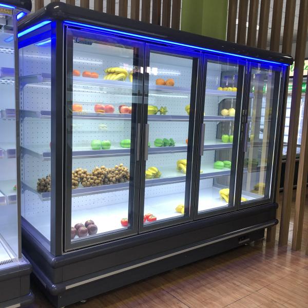 компрессор 6.5фт широкий вне холодильника дисплея Мултидек с голубым освещением СИД