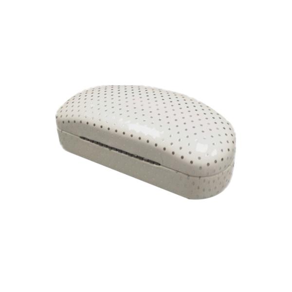 White PU Custom Sunglass Case With Silver Small Dot Hard Sunglasses Case