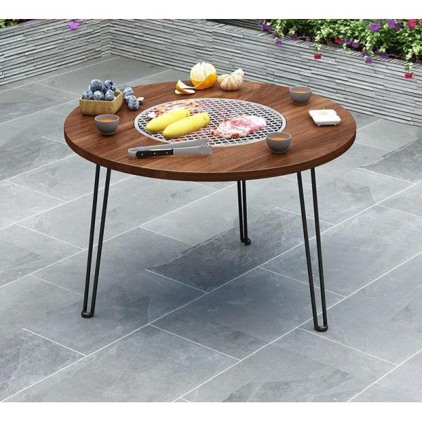 60x45CM Foldable Multifunction Camping BBQ Grill Outdoor Picnic Round Folding Table with Customized Logo