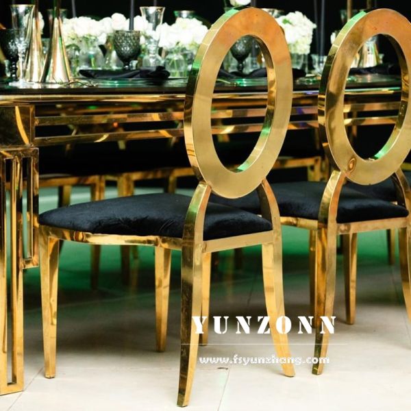 Antique Louis Oz Chair with Gold Stainless Steel Frame for Modern Events Banquets Hotels Dining Apartments Wedding Chair
