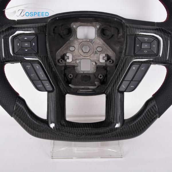 Sports Twill Gloss Ford Carbon Fiber Steering Wheel Raptor Red Leather