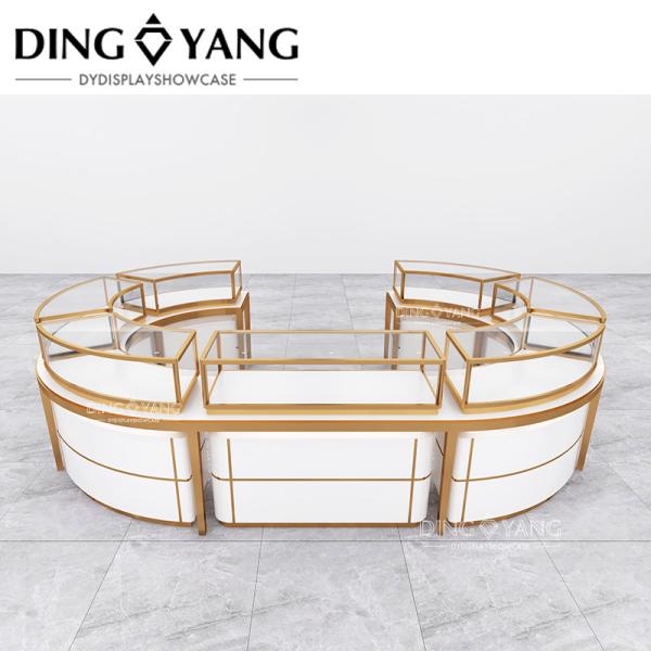 Manufacturer Custom Made Luxury High End Large Oval Center Island Jewelry Showcases Glass Display Cabinets